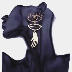 Super Unique Face Lips Palm Gold & Silver Earring